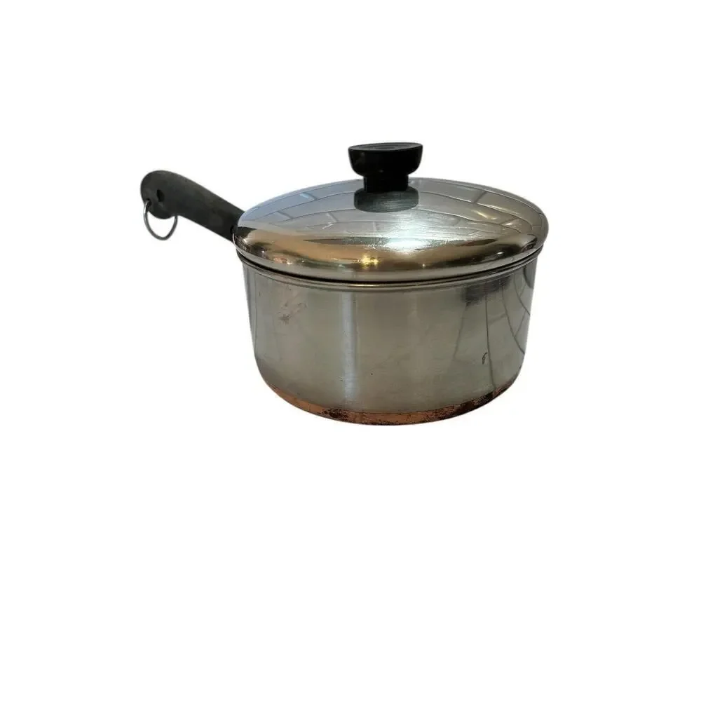 Vintage 1801 Revere Ware Copper Bottom 2 Quart Saucepan with Lid
